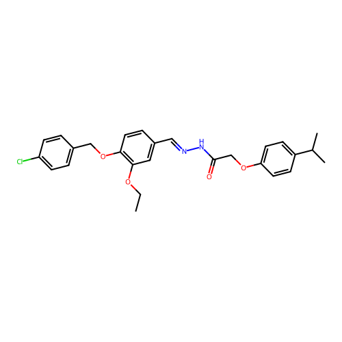 N'-(4-((4-CL-Benzyl)oxy)3-ethoxybenzylidene)2-(4-isopropylphenoxy)acetohydrazide structure