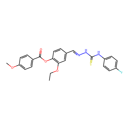 2-Ethoxy-4-(2-((4-F-anilino)carbothioyl)carbohydrazonoyl)PH 4-methoxybenzoate structure