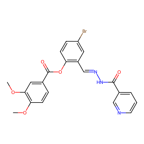 [4-bromo-2-[(pyridine-3-carbonylhydrazinylidene)methyl]phenyl] 3,4-dimethoxybenzoate structure