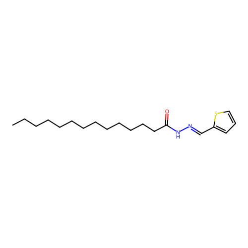 N-(thiophen-2-ylmethylideneamino)tetradecanamide structure