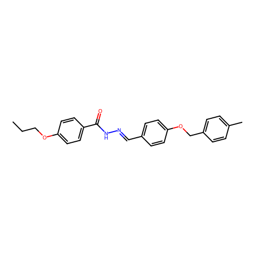 N-[[4-[(4-methylphenyl)methoxy]phenyl]methylideneamino]-4-propoxybenzamide structure