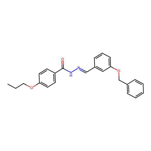 N-[(3-phenylmethoxyphenyl)methylideneamino]-4-propoxybenzamide structure