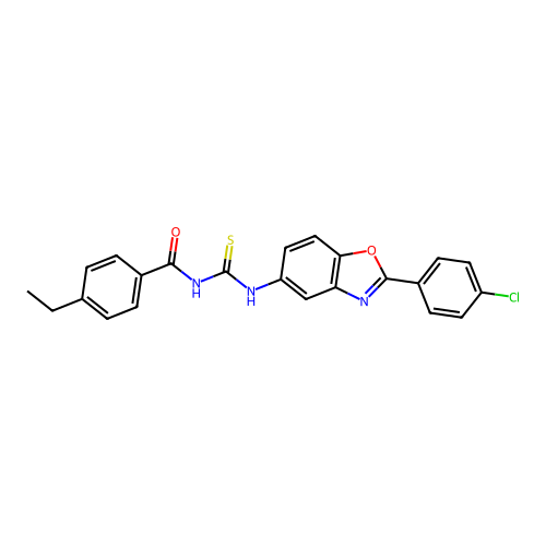 N-{[2-(4-chlorophenyl)-1,3-benzoxazol-5-yl]carbamothioyl}-4-ethylbenzamide structure