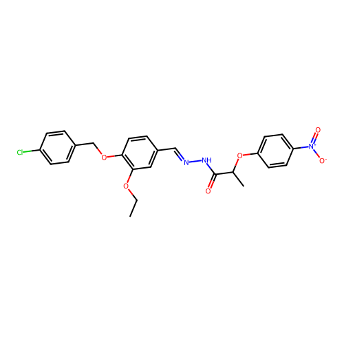 N'-(4-((4-CL-Benzyl)oxy)-3-ethoxybenzylidene)-2-(4-nitrophenoxy)propanohydrazide structure
