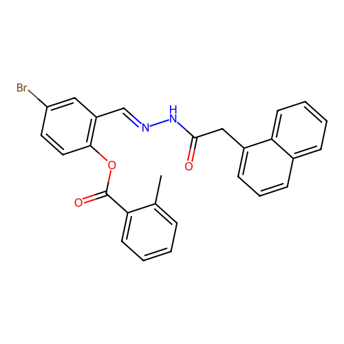 4-Bromo-2-(2-(1-naphthylacetyl)carbohydrazonoyl)phenyl 2-methylbenzoate structure