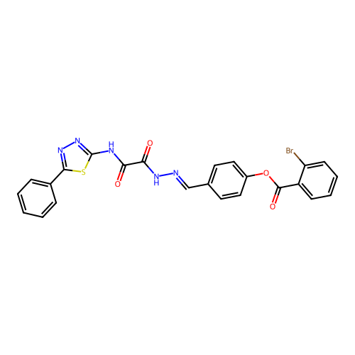 4-(2-(Oxo((5-PH-1,3,4-thiadiazol-2-YL)amino)AC)carbohydrazonoyl)PH 2-BR-benzoate structure