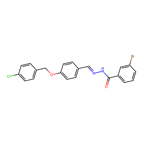 3-bromo-N-[[4-[(4-chlorophenyl)methoxy]phenyl]methylideneamino]benzamide structure