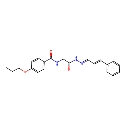 N-[(cinnamylideneamino)carbamoylmethyl]-4-propoxy-benzamide structure