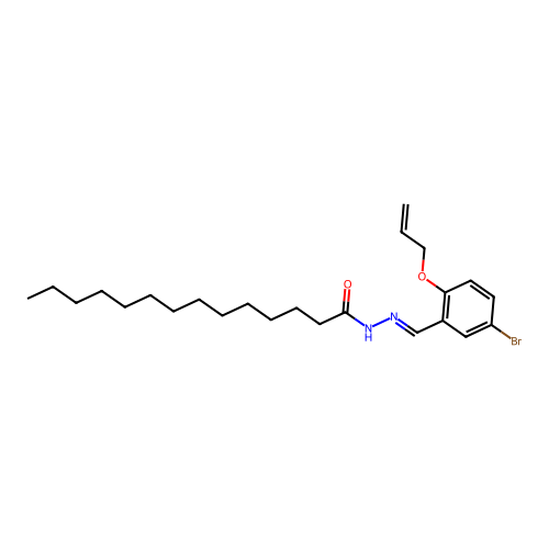 N-[(5-bromo-2-prop-2-enoxyphenyl)methylideneamino]tetradecanamide structure