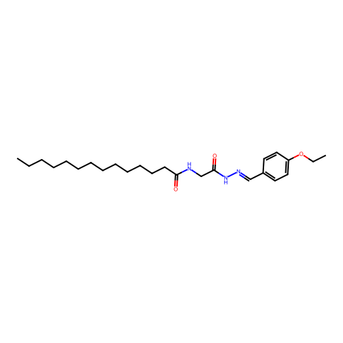 N-[2-[2-[(4-ethoxyphenyl)methylidene]hydrazinyl]-2-oxoethyl]tetradecanamide structure