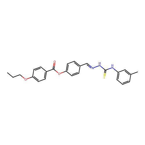 4-{(E)-[2-(3-toluidinocarbothioyl)hydrazono]methyl}phenyl 4-propoxybenzoate structure
