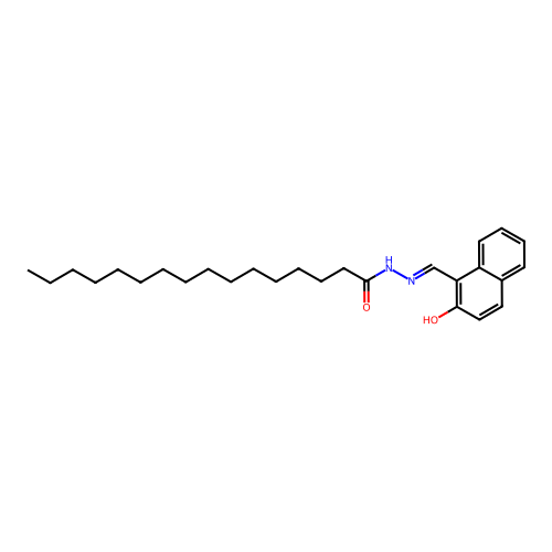 N-[(2-hydroxynaphthalen-1-yl)methylideneamino]hexadecanamide structure