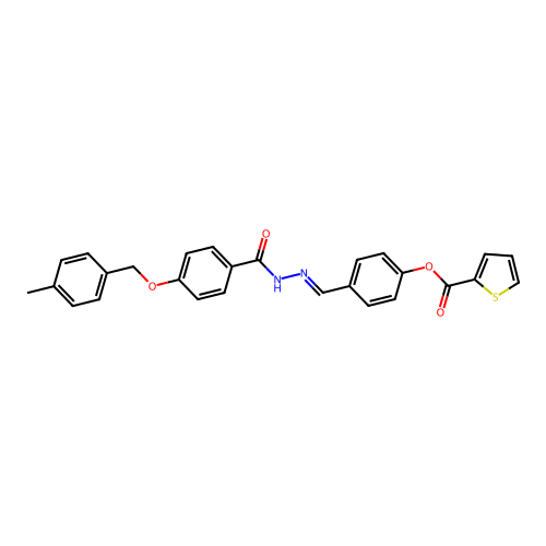 4-[(E)-(2-{4-[(4-methylbenzyl)oxy]benzoyl}hydrazono)methyl]phenyl 2-thiophenecarboxylate structure