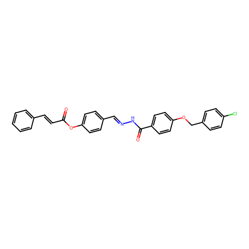 [4-[[[4-[(4-chlorophenyl)methoxy]benzoyl]hydrazinylidene]methyl]phenyl] 3-phenylprop-2-enoate structure