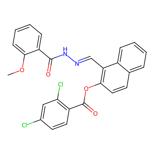 1-(2-(2-Methoxybenzoyl)carbohydrazonoyl)-2-naphthyl 2,4-dichlorobenzoate structure