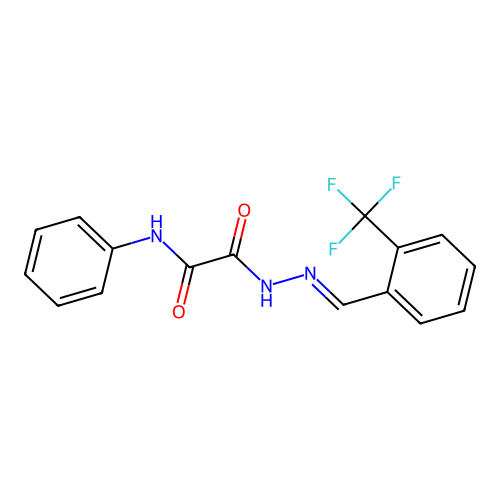 2-oxo-N-phenyl-2-{(2E)-2-[2-(trifluoromethyl)benzylidene]hydrazino}acetamide structure
