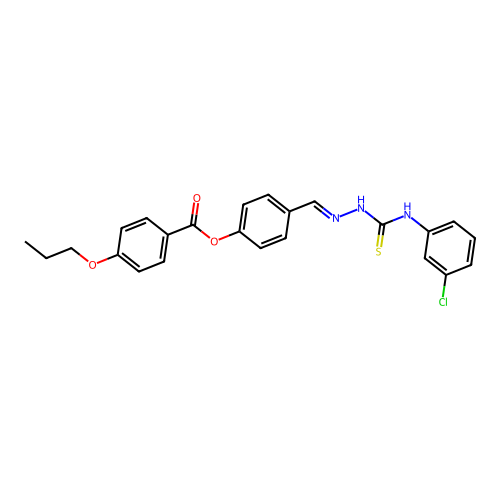 4-(2-((3-Chloroanilino)carbothioyl)carbohydrazonoyl)phenyl 4-propoxybenzoate structure