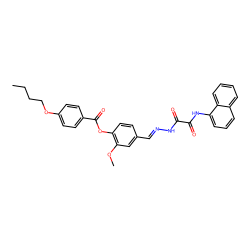 2-Meo-4-(2-((1-naphthylamino)(oxo)AC)carbohydrazonoyl)phenyl 4-butoxybenzoate structure