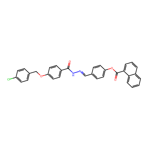 4-(2-(4-((4-Chlorobenzyl)oxy)benzoyl)carbohydrazonoyl)phenyl 1-naphthoate structure
