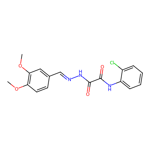 N-(2-chlorophenyl)-2-[(2E)-2-(3,4-dimethoxybenzylidene)hydrazino]-2-oxoacetamide structure
