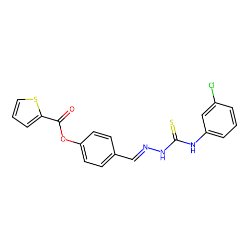 4-(2-((3-Chloroanilino)carbothioyl)carbohydrazonoyl)PH 2-thiophenecarboxylate structure