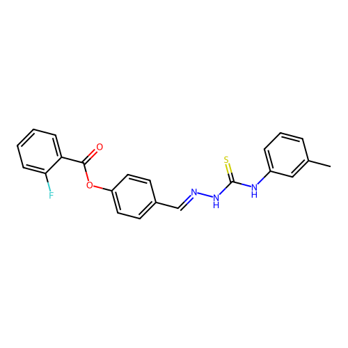 4-(2-(3-Toluidinocarbothioyl)carbohydrazonoyl)phenyl 2-fluorobenzoate structure