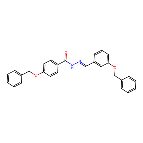 4-phenylmethoxy-N-[(3-phenylmethoxyphenyl)methylideneamino]benzamide structure