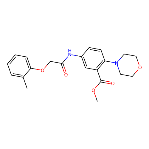 Methyl 5-{[(2-methylphenoxy)acetyl]amino}-2-(4-morpholinyl)benzoate structure