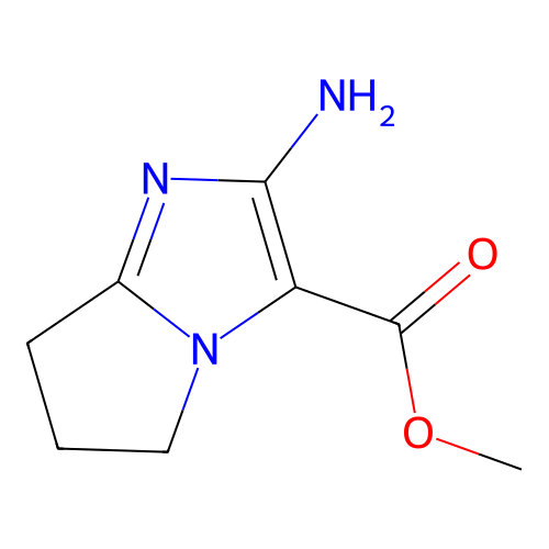 methyl 2-amino-5H,6H,7H-pyrrolo(1,2-a)imidazole-3-carboxylate structure