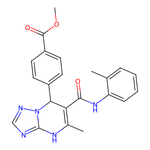 methyl 4-{5-methyl-6-[(2-methylphenyl)carbamoyl]-4,7-dihydro[1,2,4]triazolo[1,5-a]pyrimidin-7-yl}benzoate structure