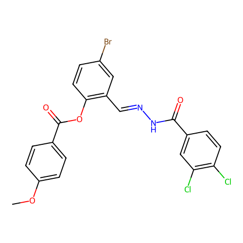 4-Bromo-2-(2-(3,4-dichlorobenzoyl)carbohydrazonoyl)phenyl 4-methoxybenzoate structure