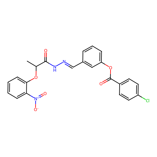 3-(2-(2-(2-Nitrophenoxy)propanoyl)carbohydrazonoyl)phenyl 4-chlorobenzoate structure
