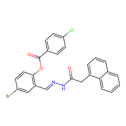 4-Bromo-2-(2-(1-naphthylacetyl)carbohydrazonoyl)phenyl 4-chlorobenzoate structure