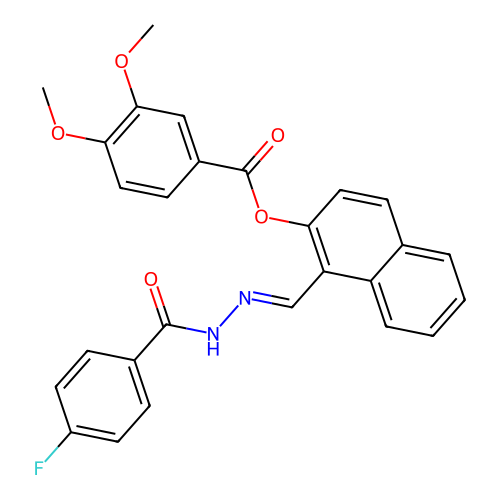 1-(2-(4-Fluorobenzoyl)carbohydrazonoyl)-2-naphthyl 3,4-dimethoxybenzoate structure