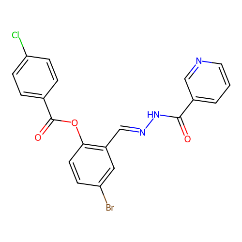 4-Bromo-2-(2-(3-pyridinylcarbonyl)carbohydrazonoyl)phenyl 4-chlorobenzoate structure