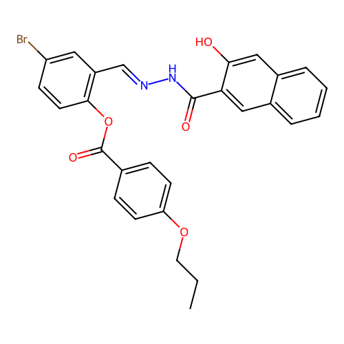 4-Bromo-2-(2-(3-hydroxy-2-naphthoyl)carbohydrazonoyl)phenyl 4-propoxybenzoate structure