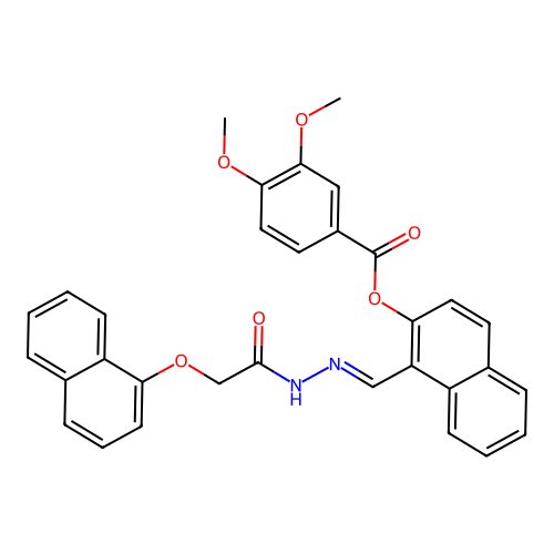 1-((E)-{2-[2-(1-naphthyloxy)acetyl]hydrazono}methyl)-2-naphthyl 3,4-dimethoxybenzoate structure
