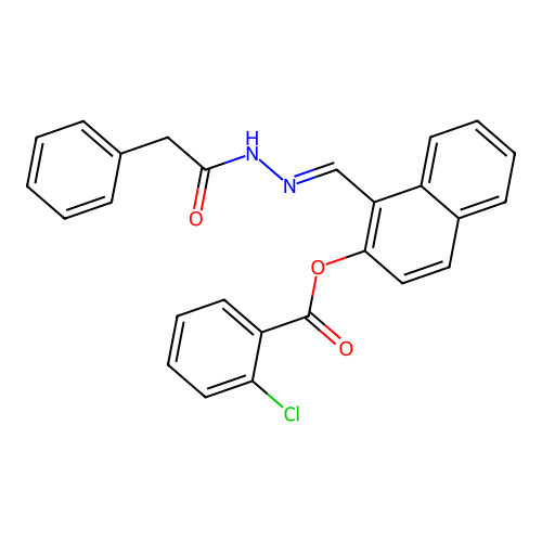 [1-[[(2-Phenylacetyl)hydrazinylidene]methyl]naphthalen-2-yl] 2-chlorobenzoate structure