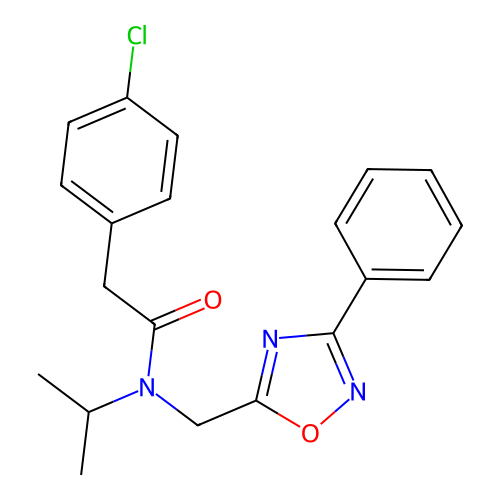 2-(4-chlorophenyl)-N-[(3-phenyl-1,2,4-oxadiazol-5-yl)methyl]-N-(propan-2-yl)acetamide structure