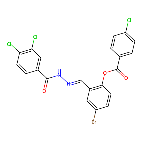 4-bromo-2-{(E)-[(3,4-dichlorobenzoyl)hydrazono]methyl}phenyl 4-chlorobenzoate structure