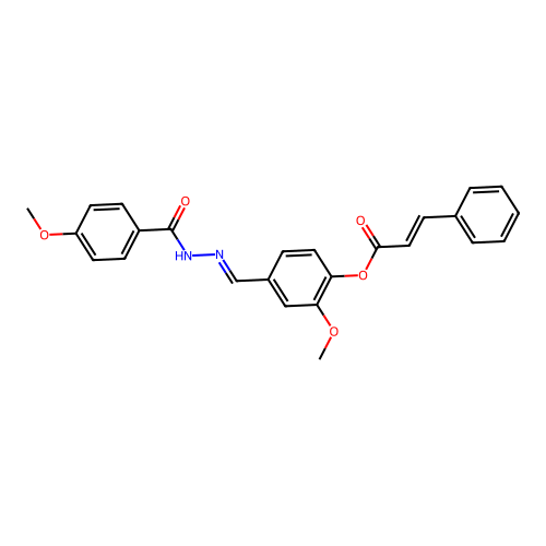 2-Methoxy-4-(2-(4-methoxybenzoyl)carbohydrazonoyl)phenyl 3-phenylacrylate structure