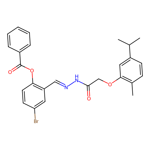 4-BR-2-(2-((5-Isopropyl-2-methylphenoxy)acetyl)carbohydrazonoyl)phenyl benzoate structure