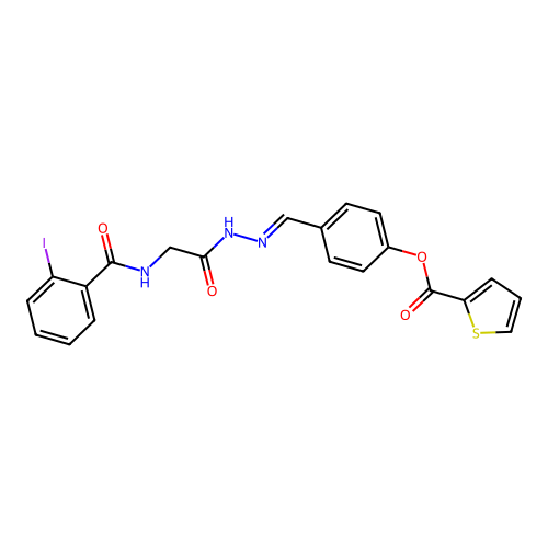 4-(2-(((2-Iodobenzoyl)amino)AC)carbohydrazonoyl)phenyl 2-thiophenecarboxylate structure