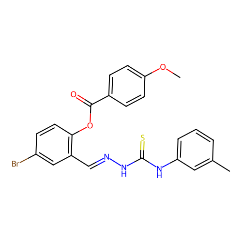 4-Bromo-2-(2-(3-toluidinocarbothioyl)carbohydrazonoyl)phenyl 4-methoxybenzoate structure