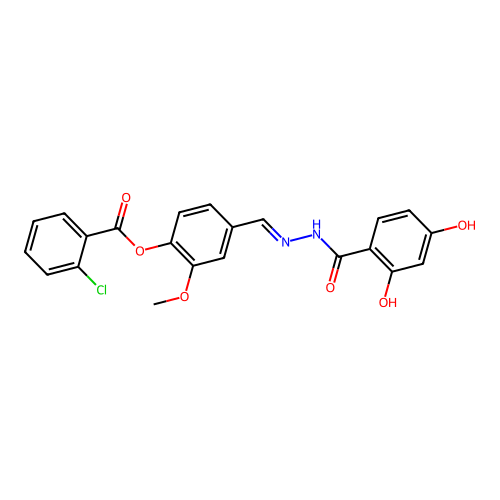 4-(2-(2,4-Dihydroxybenzoyl)carbohydrazonoyl)-2-methoxyphenyl 2-chlorobenzoate structure