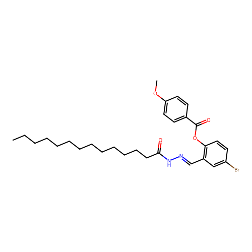 4-Bromo-2-(2-tetradecanoylcarbohydrazonoyl)phenyl 4-methoxybenzoate structure