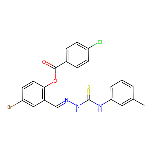 4-bromo-2-{(E)-[(3-toluidinocarbothioyl)hydrazono]methyl}phenyl 4-chlorobenzoate structure