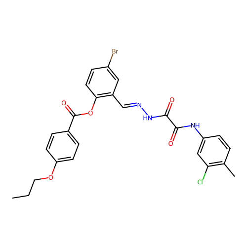 4-BR-2-(2-((3-CL-4-Methylanilino)(oxo)AC)carbohydrazonoyl)PH 4-propoxybenzoate structure