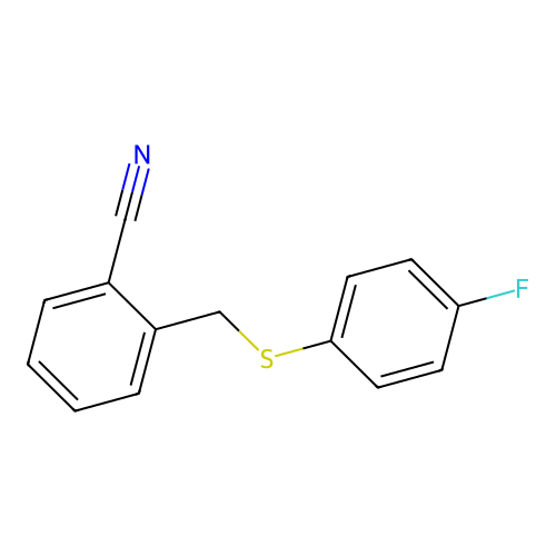 2-{[(4-Fluorophenyl)sulfanyl]methyl}benzonitrile structure