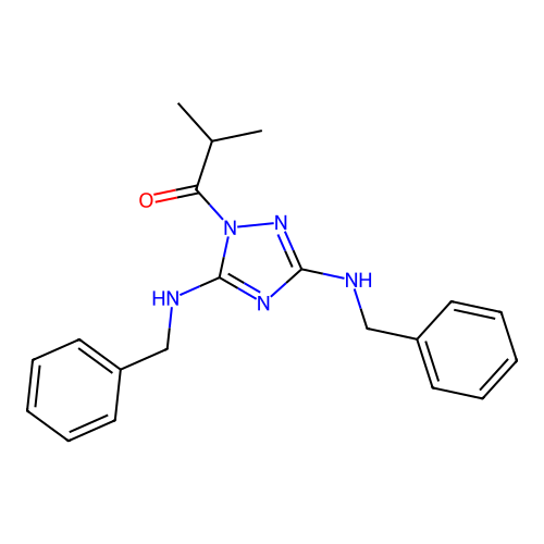 1-(3,5-bis(benzylamino)-1H-1,2,4-triazol-1-yl)-2-methylpropan-1-one structure